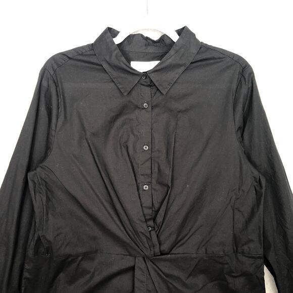 Lola River Anthropologie Shirt Large Black Button Classic Capsule Tunic Twist - Picture 2 of 10